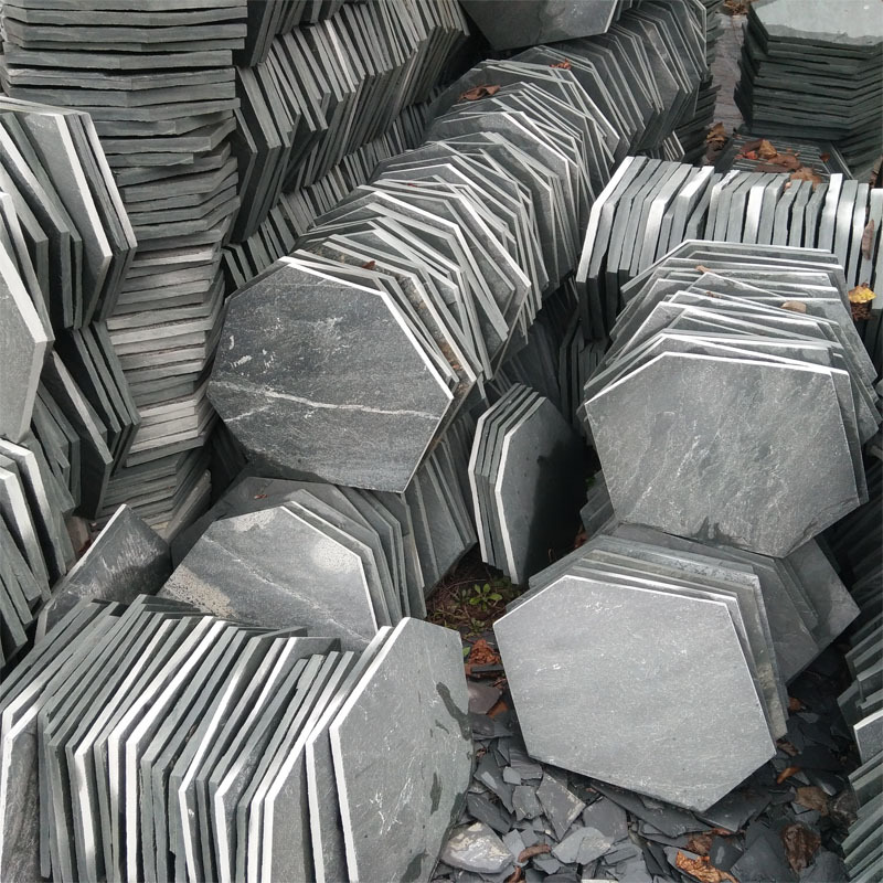 青石板碎拼花园户外铺路石不规则无限拼天然板岩冰裂纹青石板碎拼