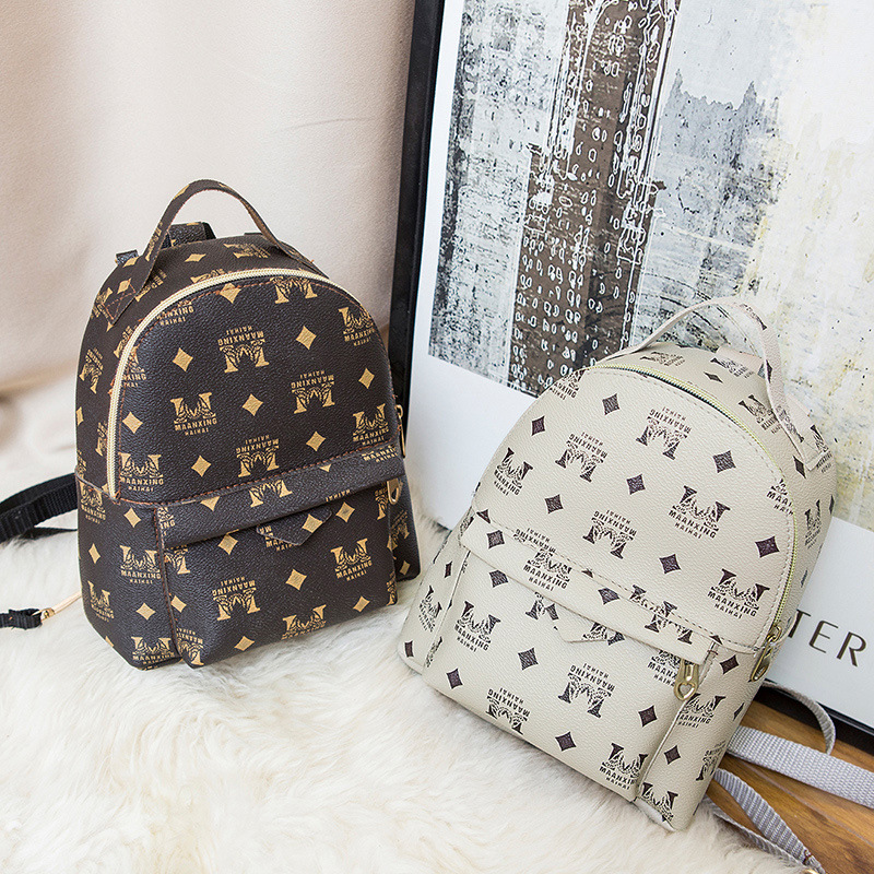 Fashion British Style Printing Multi-Functional Backpack Retro Mini Schoolbag Mobile Coin Purse Shoulder Messenger Bag