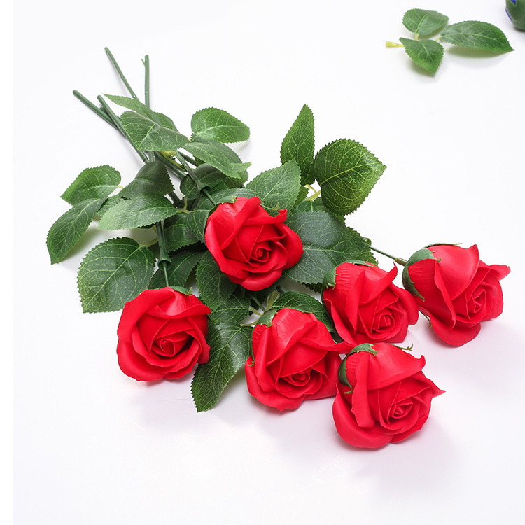 玫瑰花花杆香皂花杆太阳花通用绿叶花杆厂家批发单只玫瑰仿真花杆