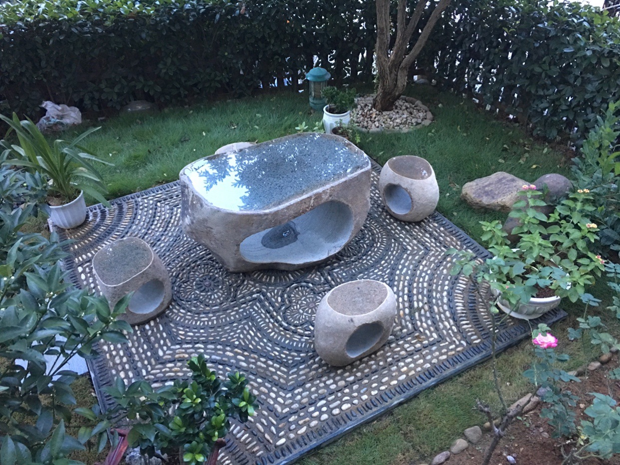 别墅户外广场公园庭院鹅卵石整石原石石桌石凳装饰摆件户外石桌椅