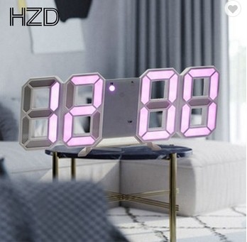 Cross-Border Office Creativity 3D Alarm Clock Amazon Hot Multi-Function Led Digital Wall Clock Voice-Controlled Stereo