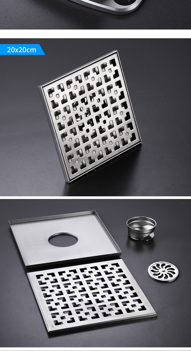 304不锈钢30cm大地漏dn110公共浴室阳台淋浴房工程大排量防臭地漏