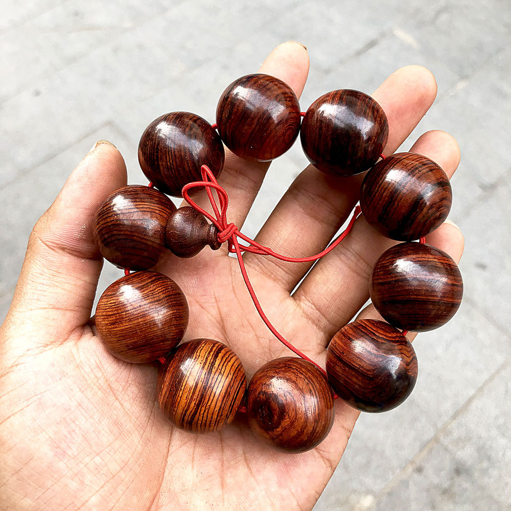 酸枝手串10颗天然红木实木佛珠手串手链男女通用款黑白酸枝手链2.