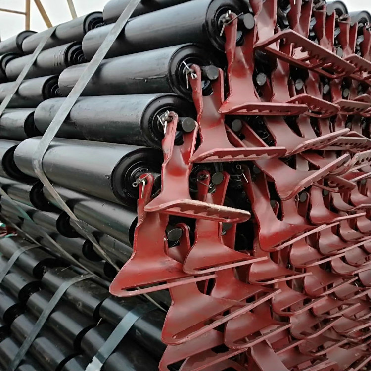 煤矿井下三节串连吊挂托辊组 输送皮带机耐磨槽型二联 平行下直辊