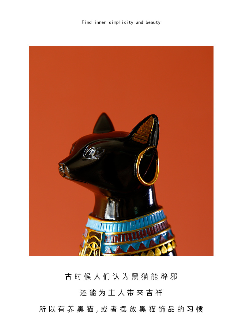 创意异域风情埃及猫神摆件树脂工艺品 实用装饰书挡烛台软装礼品