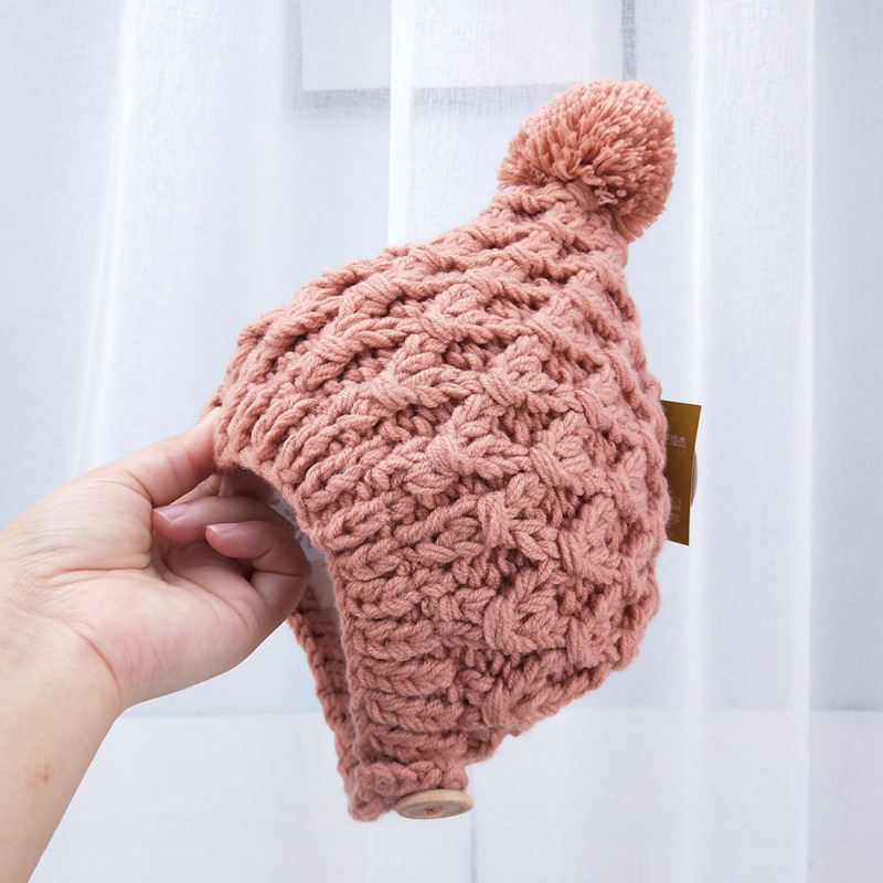 ins儿童小精灵帽子宝宝手工针织帽秋冬保暖护耳帽韩版可爱毛线帽
