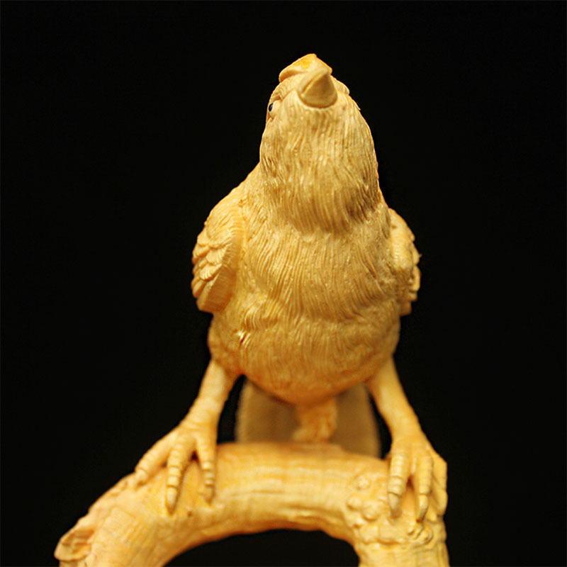 中式黄杨木雕喜鹊柿子喜事连连大丰收祝福寓意木雕刻工艺礼品摆件