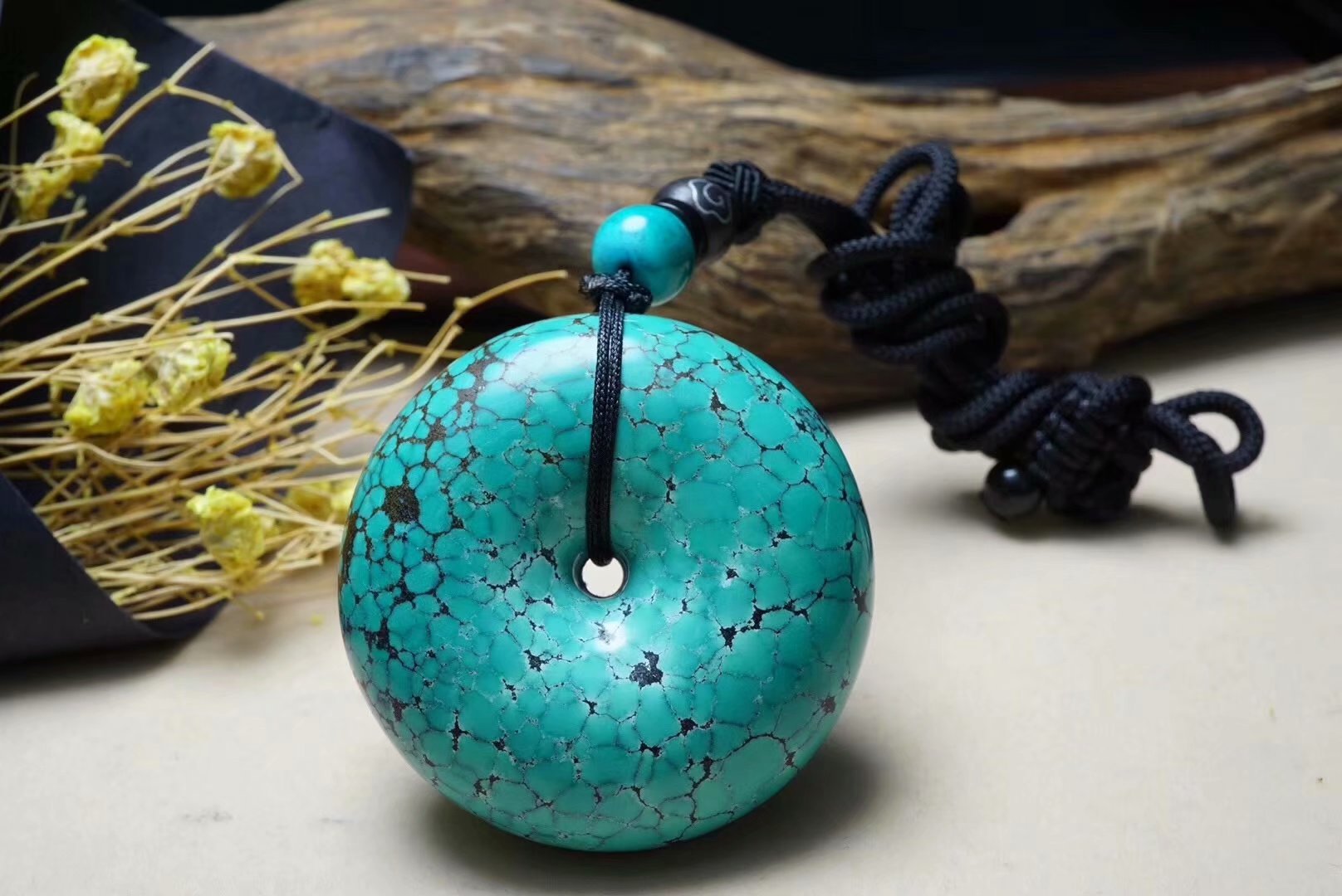 如心珠宝精品绿松石吊坠原矿高瓷绿花花平安扣项链 湖北一手货源