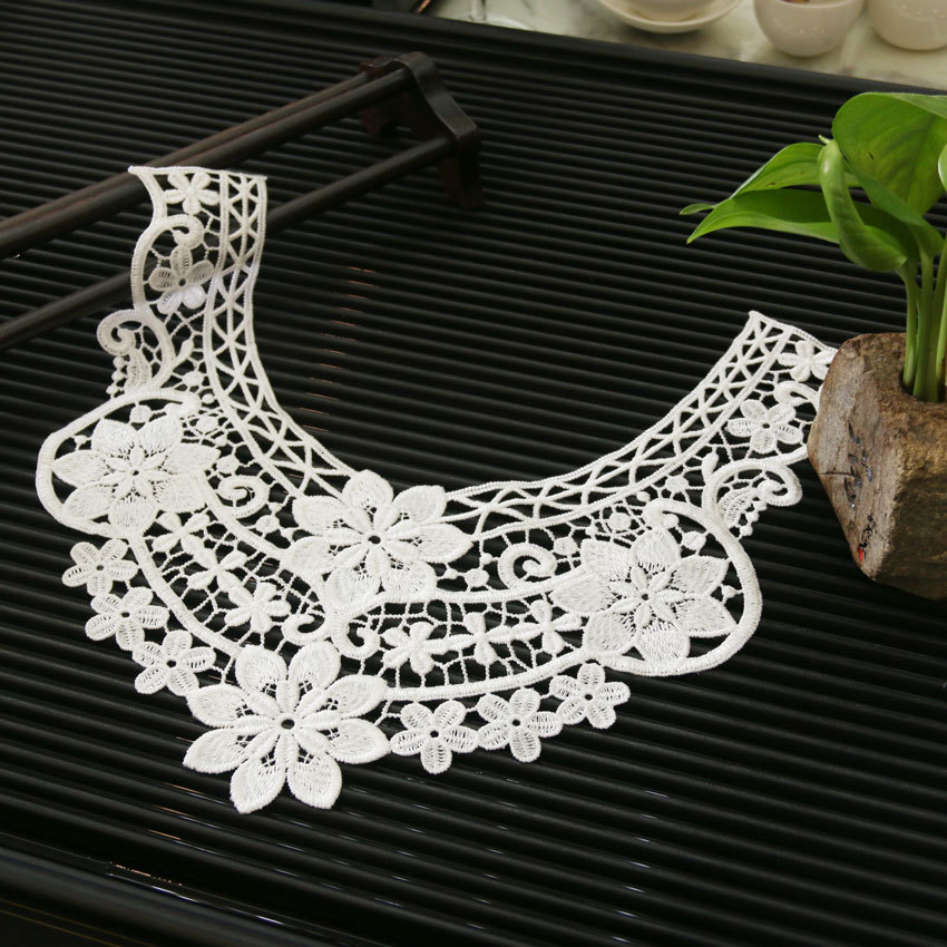 日韩风少女内衣领口diy胸花 水溶刺绣镂空花卉牛奶丝花边辅料