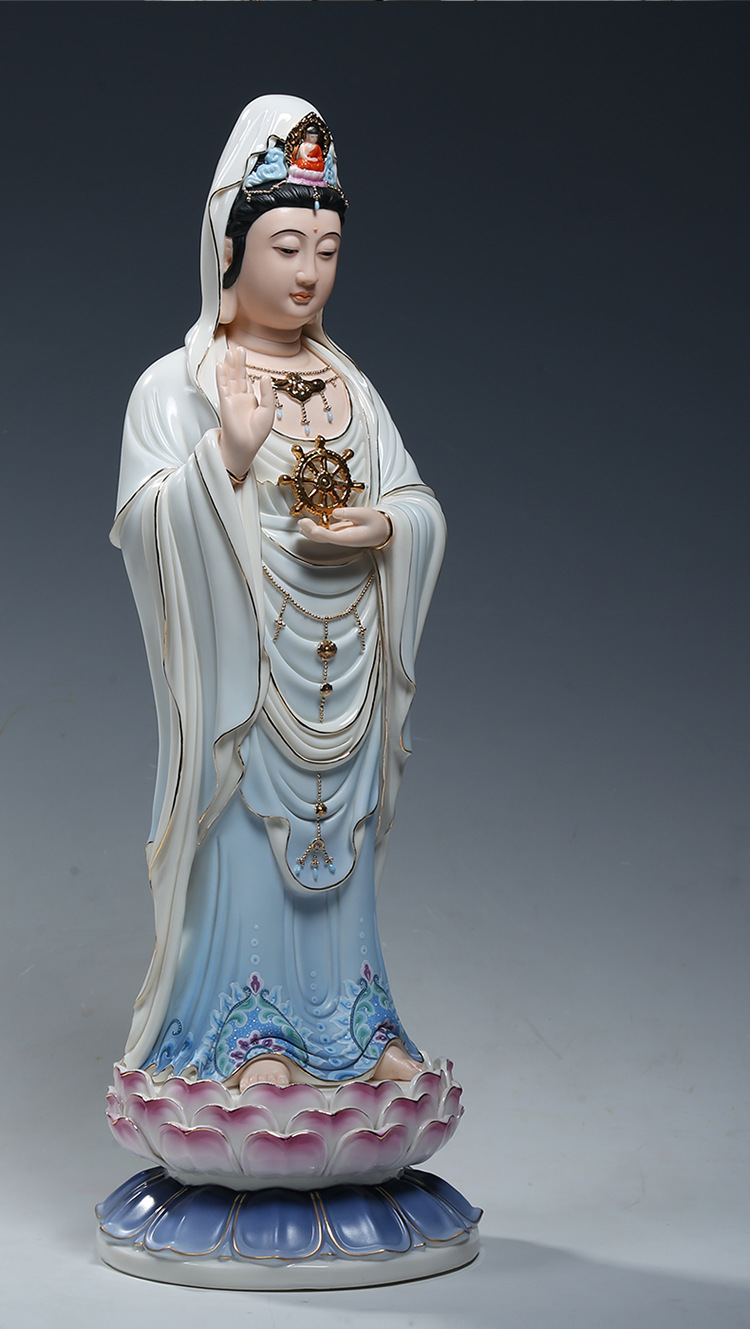 【上美】德化陶瓷18吋南海观音佛像供奉观世音菩萨佛像收藏品摆件