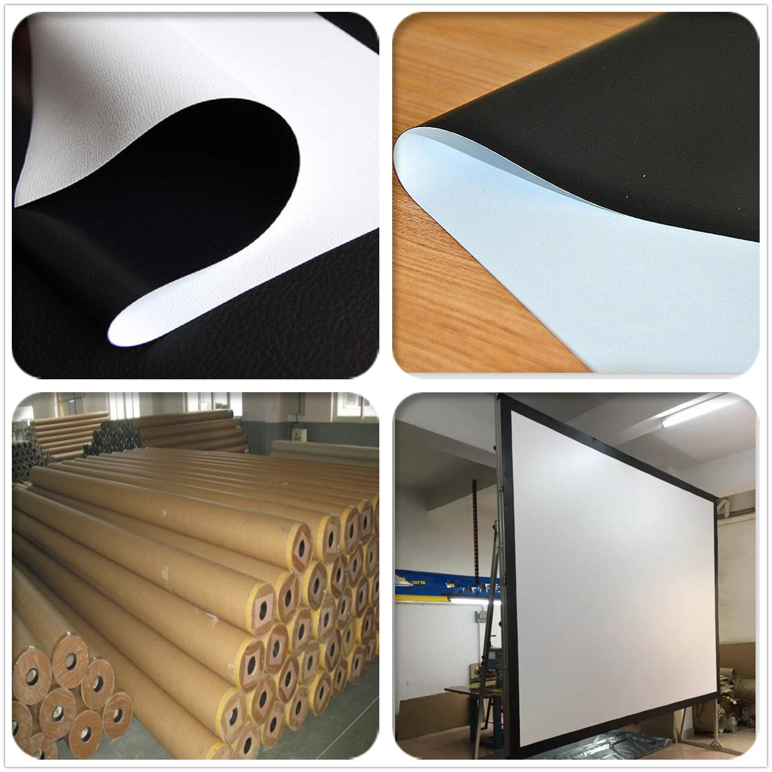 荐高弹性黑白投影幕布高阻燃可清洗折叠可回复高清投影软膜