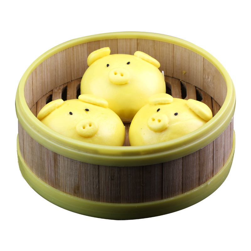 猪猪流沙包【四师姐】传统手工卡通猪面猪仔包早餐广东茶楼点心