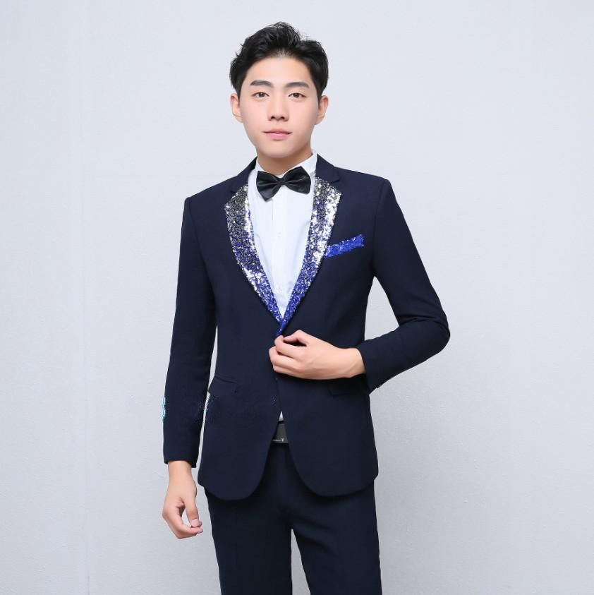 大合唱团礼服演出西服套装男士舞台主持人服装歌手演出服西装批发