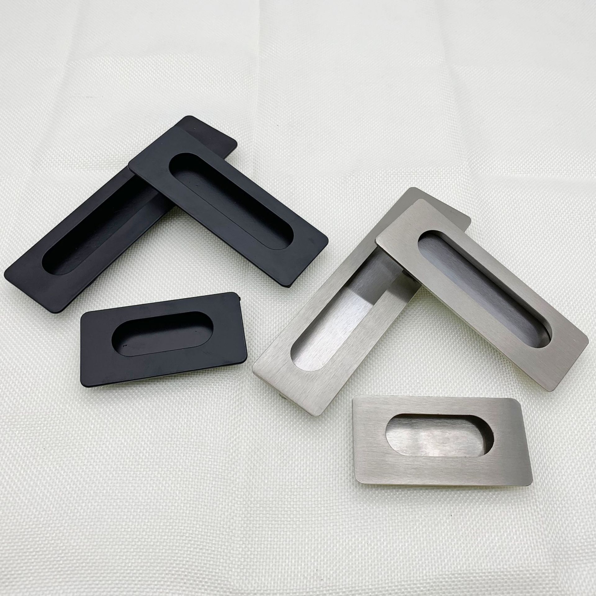 6003平面暗拉手嵌入式隐形抽屉暗装扣手开槽黑色暗拉手橱柜推拉门