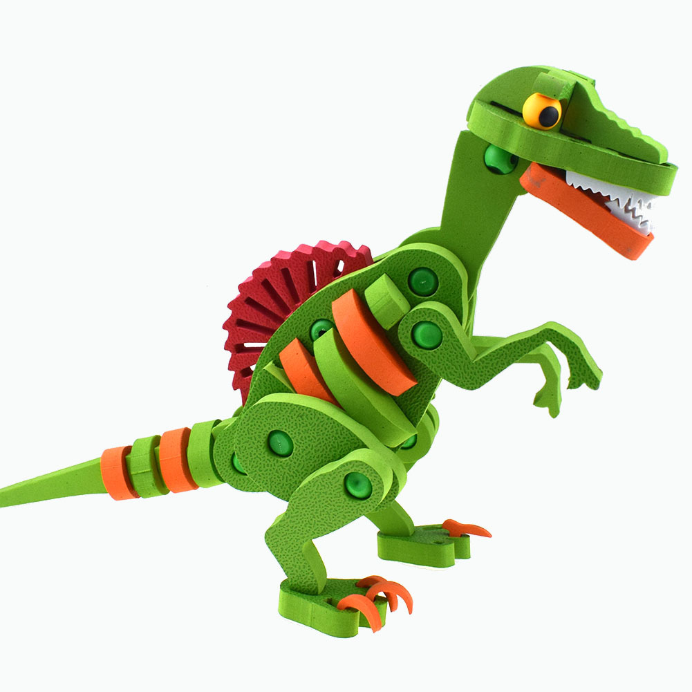 新奇特eva拼插迅猛龙3d立体拼图恐龙拼装玩具跨境