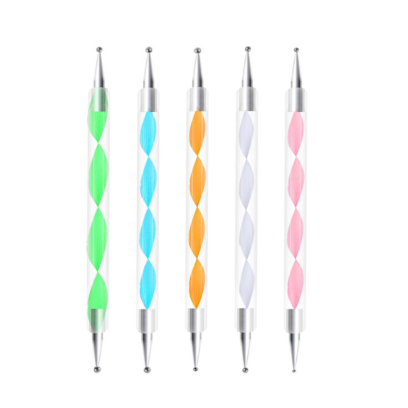 Manicure Brush 5 PCs Set Nail Art Rhinestones Picking Pen Double-Headed Nail Acrylic Drill Pen Factory Wholesale