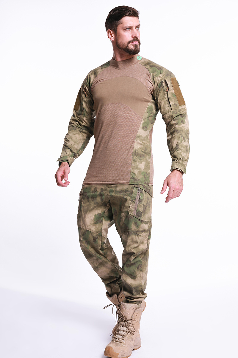 跨境esdy三代蛙服 新款棉服 圆领紧身网孔长袖男款作战服