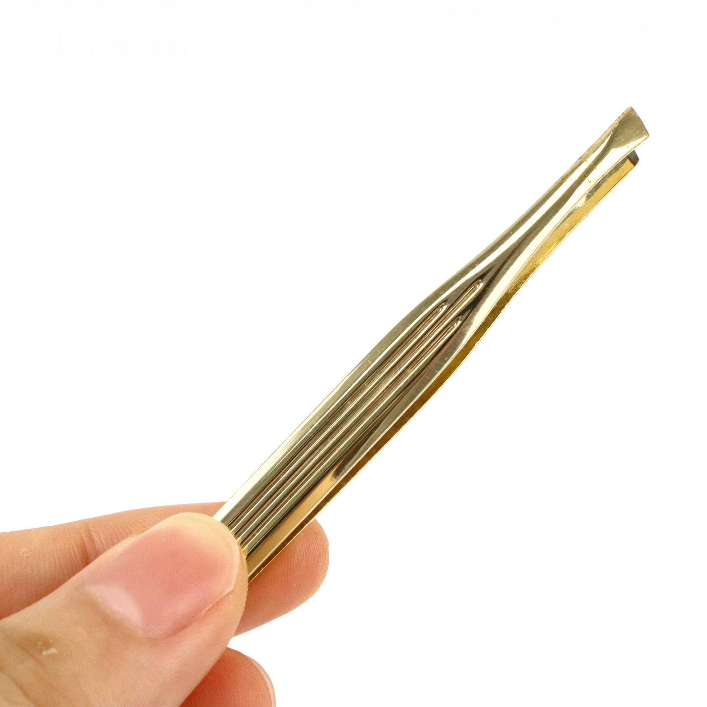 不锈钢镀金眉毛夹镊子 斜口拔毛夹 修眉镊子 专业修眉工具定制