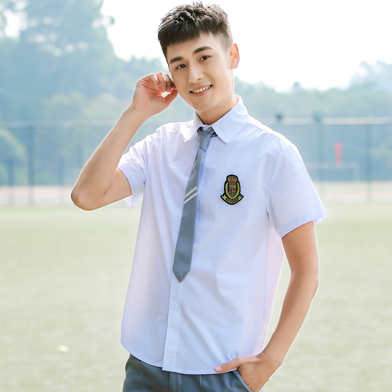 衬衫男短袖小时代同款中学生班服学院风校服毕业照情侣装正装