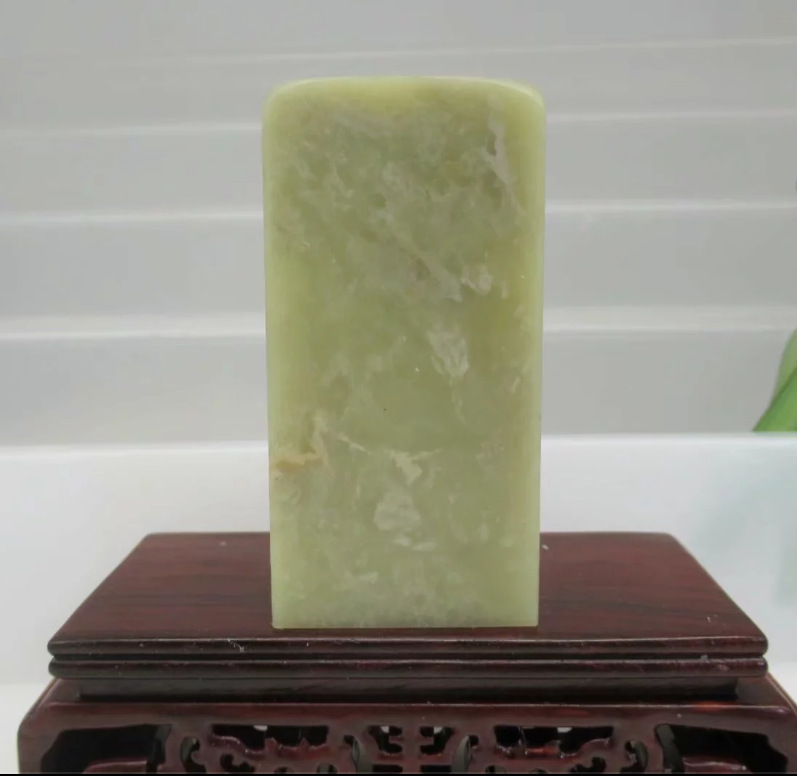 4*4*8cm青田石冻石灯光冻大印青石章料金石篆刻印章方章素章