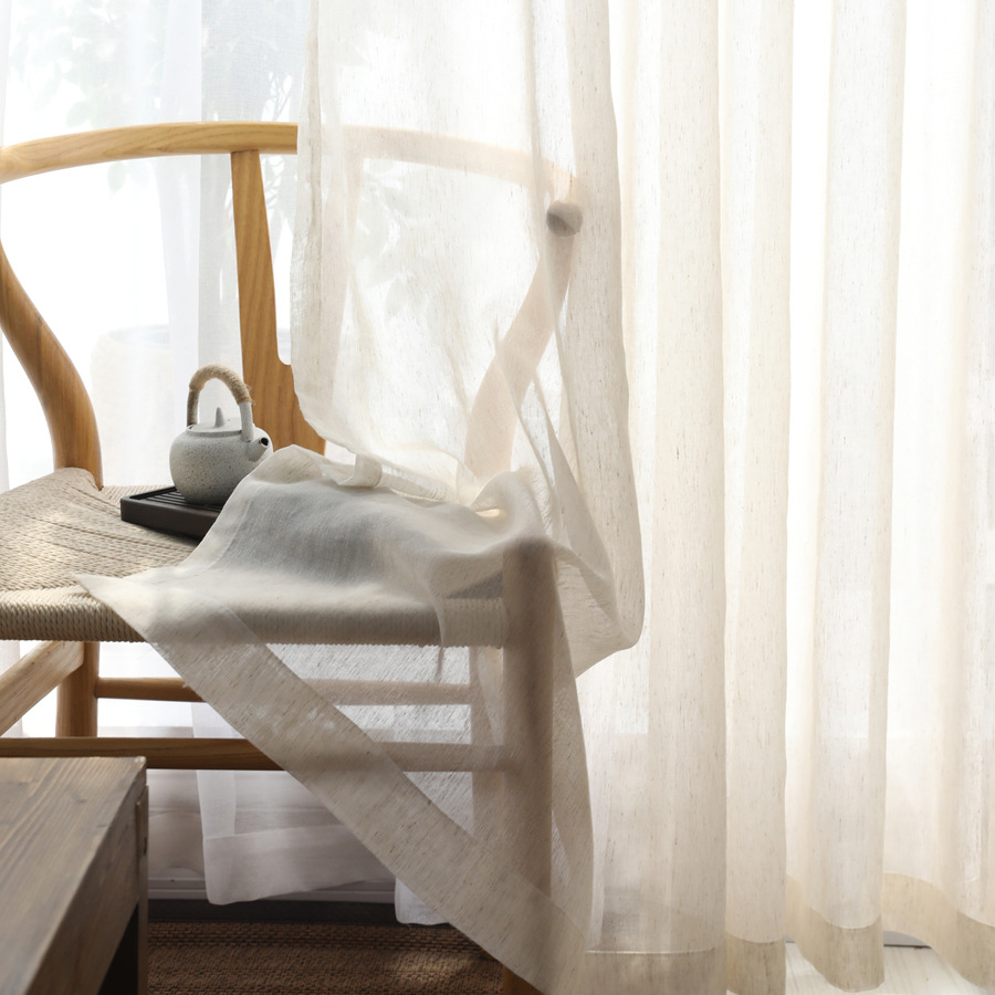 麻窗纱帘十字麻窗帘布料民宿阳台茶楼茶室窗帘成品简约麻布简约