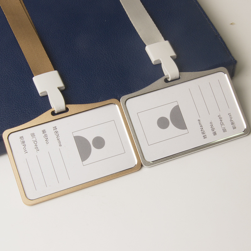 b1铝合金胸卡横式工作牌证件卡套厂牌套夏季礼品定制铝箔卡套挂绳