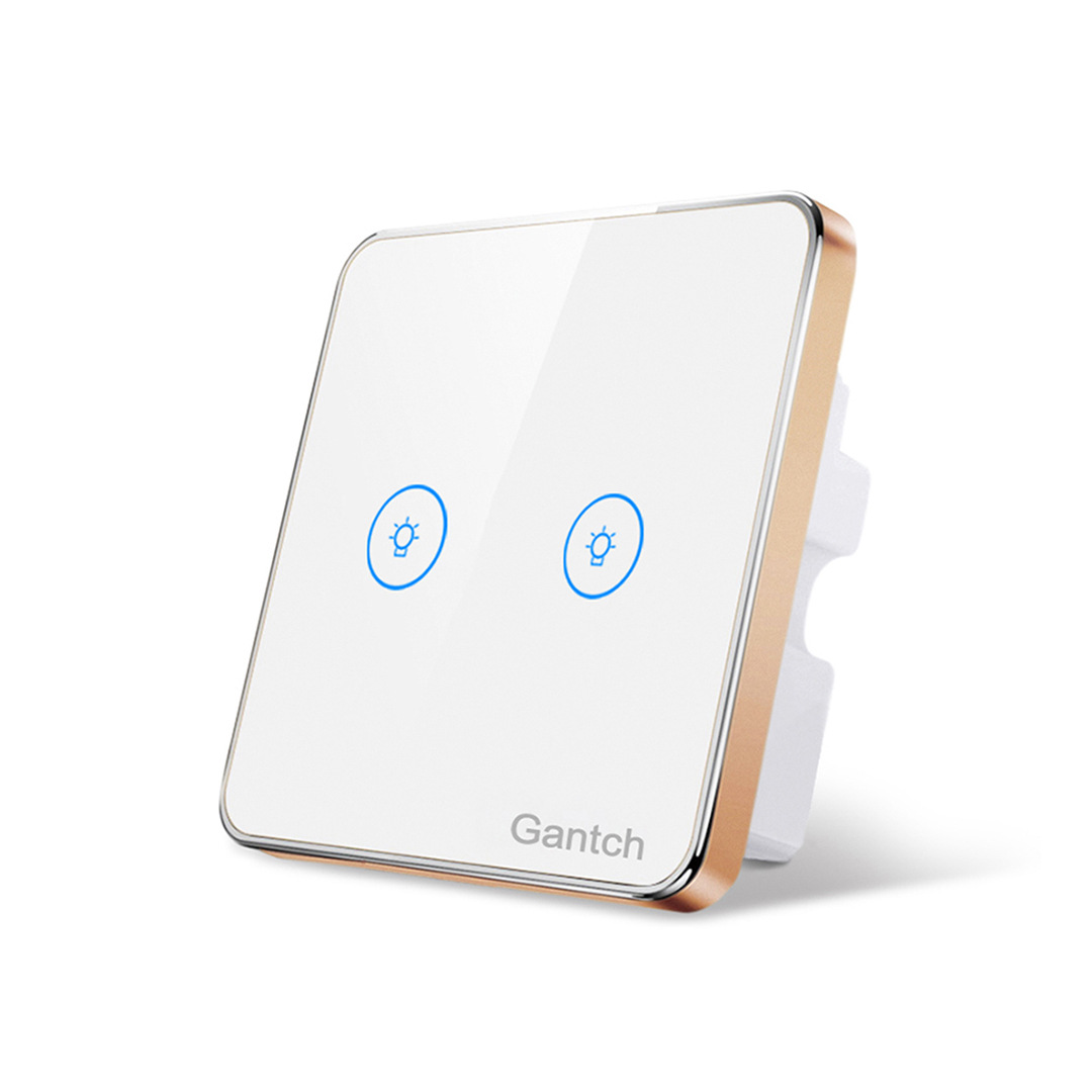 gantch86型智能家居触摸app控制灯光开关zigbee二路金边面板家用