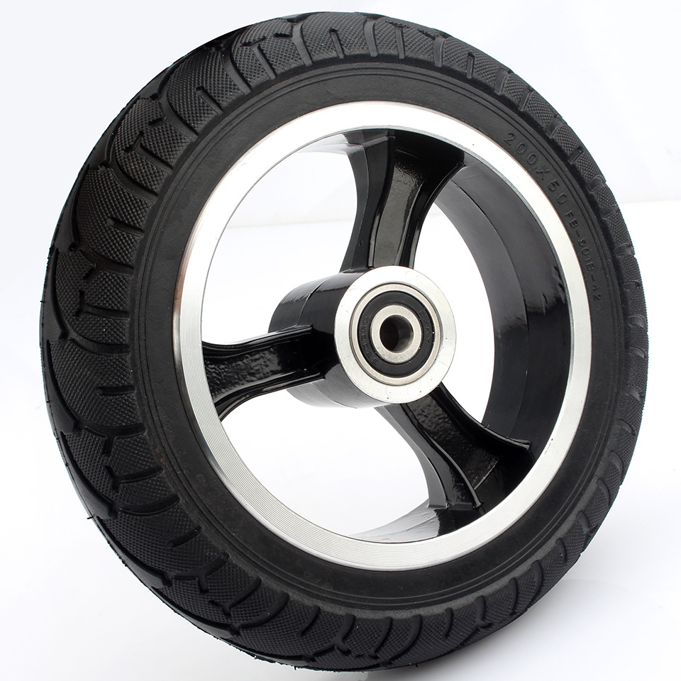 电动滑板车配件 8寸小海豚200x50实心胎铝合金前一体轮毂防爆轮胎