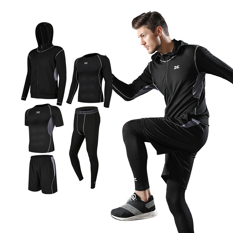 Running Sports Suit Men's Casual Men's Workout Clothes Sports Shorts Quick-Drying Tights Short Sleeve Training Sportswear