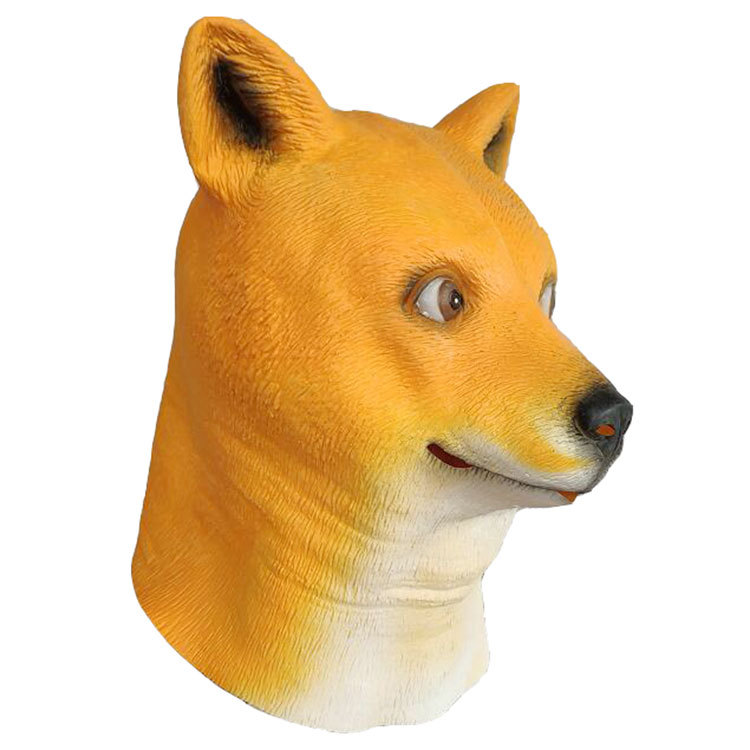 万圣节动物面具神烦狗头套黄色秋田犬单身狗脸罩舞会派对道具玩具