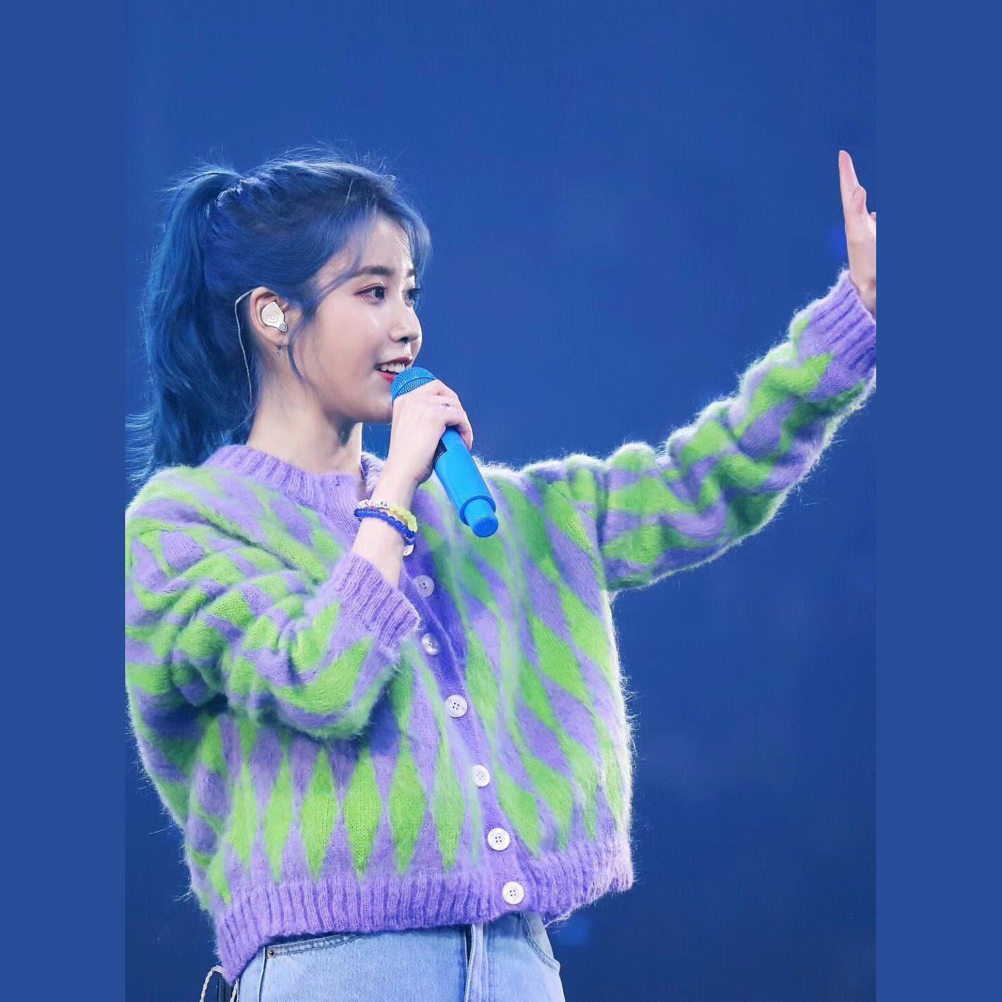 iu李智恩同款毛衣女2020新款秋冬马海毛针织衫女长袖拼色外套潮