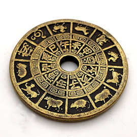 中国镂空十二生肖时辰罗盘青古铜纪念章 收藏浮雕工艺纪念币硬币