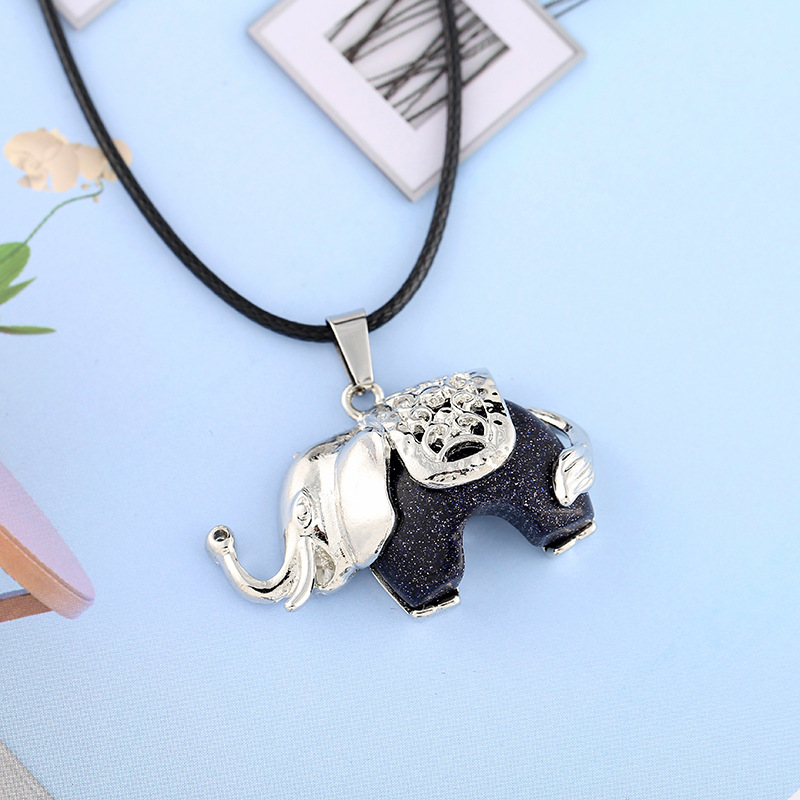 韩国简约百搭项坠 银色水晶项圈锁骨链 大象女士毛衣链定制