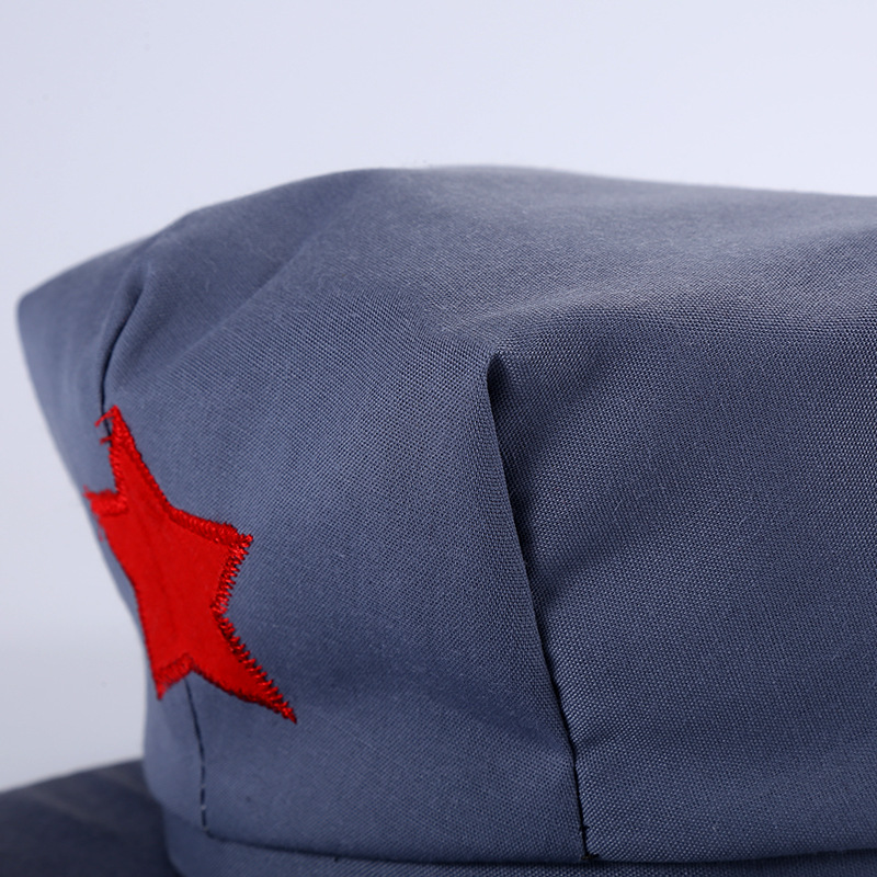 红军帽灰色八角帽复古五角星帽 八路军军帽新四军帽演出表演帽子