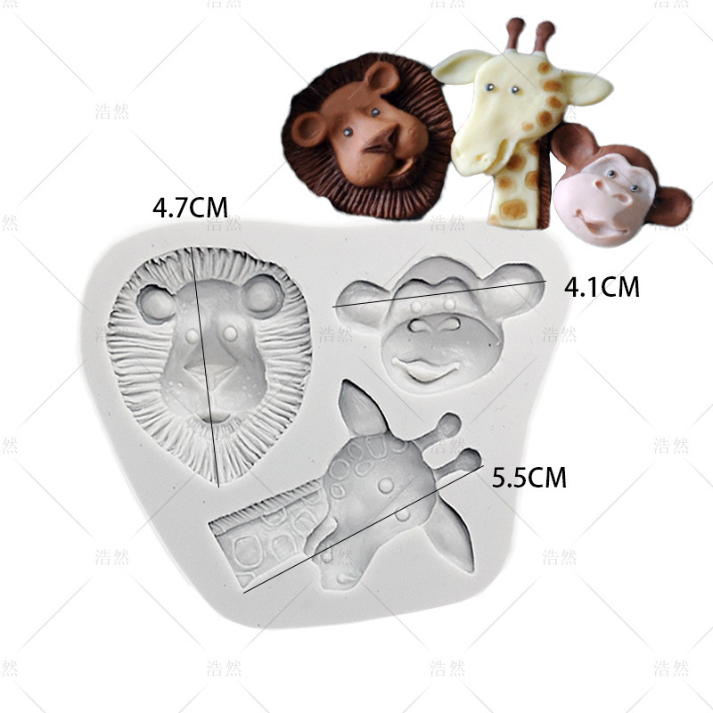 森林小动物翻糖硅胶模具小草卡通小兔狮子猴子长颈鹿小狗小猪大象