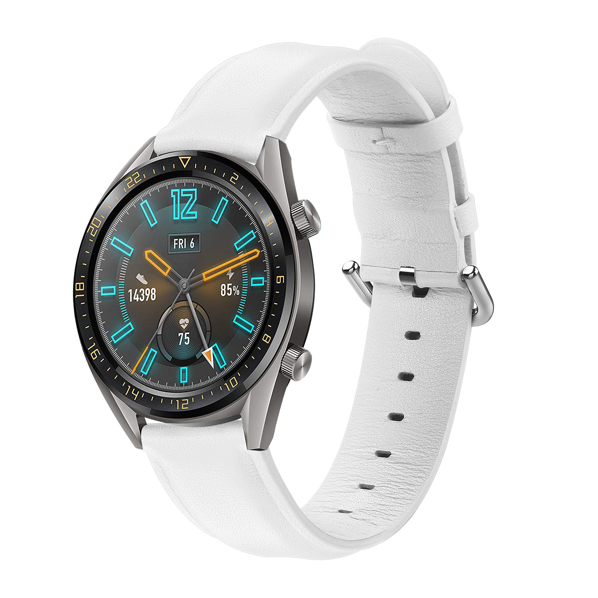 适用华为手表watch gt手表gt2头层牛皮真皮表带22mm圆尾压边皮带