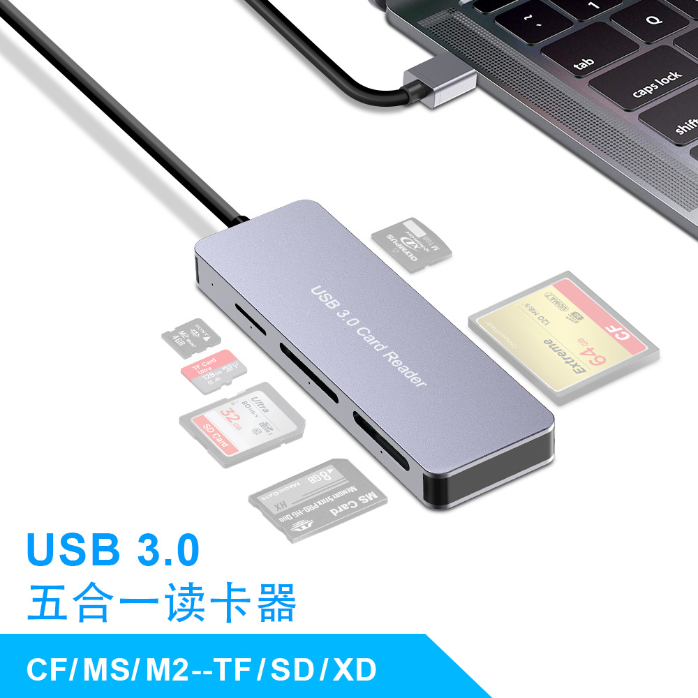 rocketek多功能type-c读卡器ms/cf/tf/sd卡读卡器多合一3.0读卡器