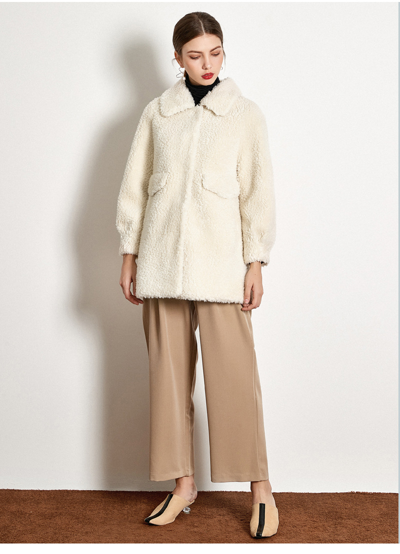 [荣太]羊羔毛外套女2019冬新款加厚小个子皮毛一体颗粒羊剪绒大衣