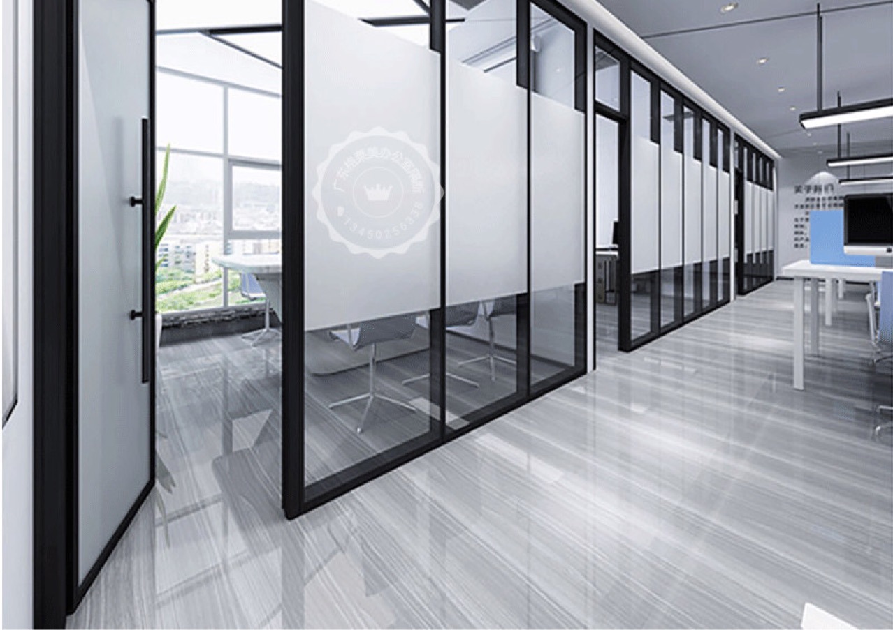 玻璃隔断办公室玻璃隔墙铝合金厂房隔断墙写字楼高隔墙单双层百叶