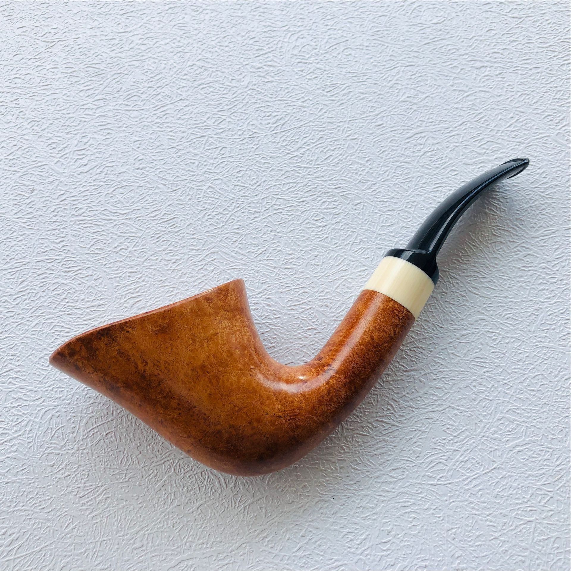 厂家批发 石楠木烟斗 9mm碳芯过滤手工斗 石楠根大号弯斗 造型斗