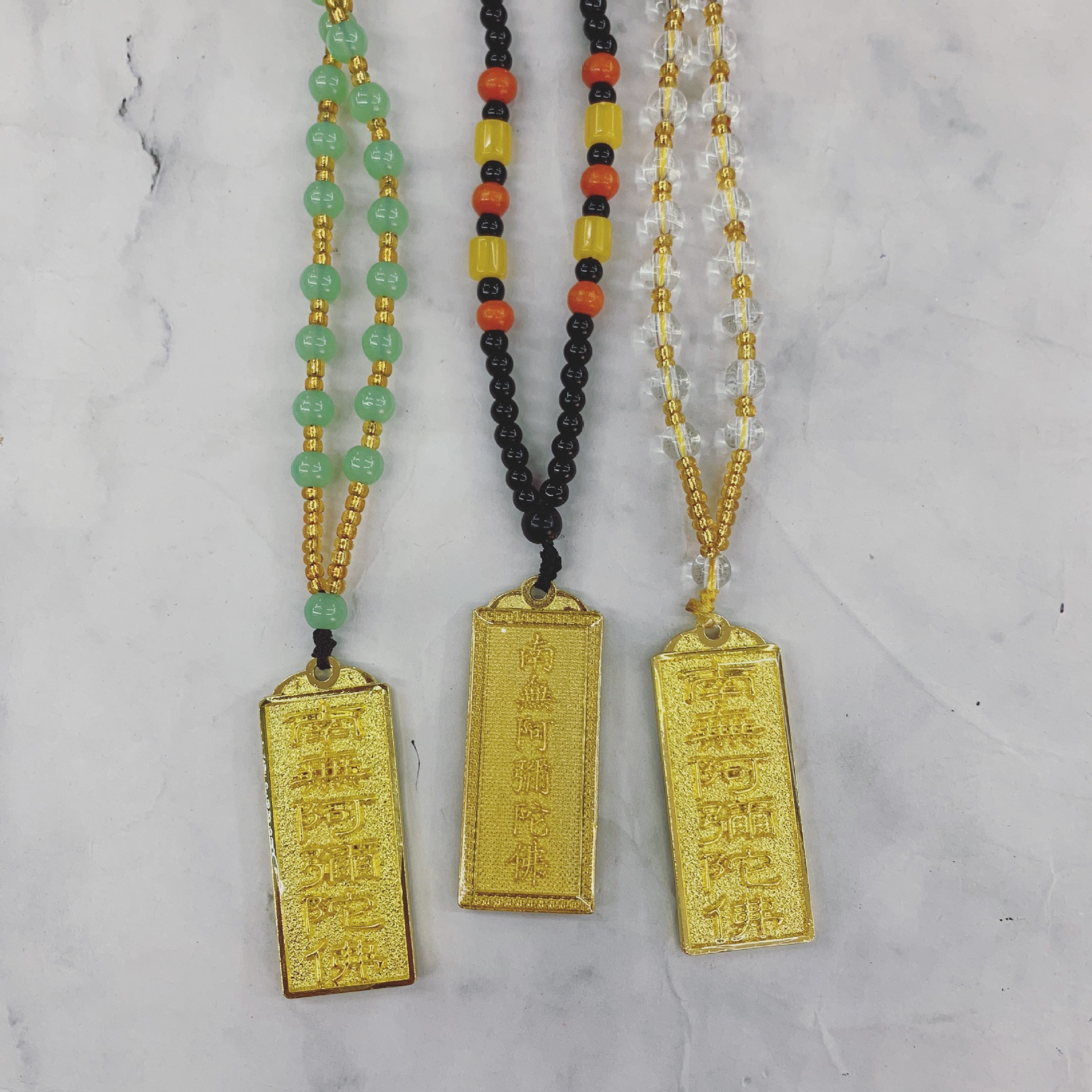 南无阿弥陀佛双面吊坠六字真言金属佛牌项链本命年寺庙饰品批发