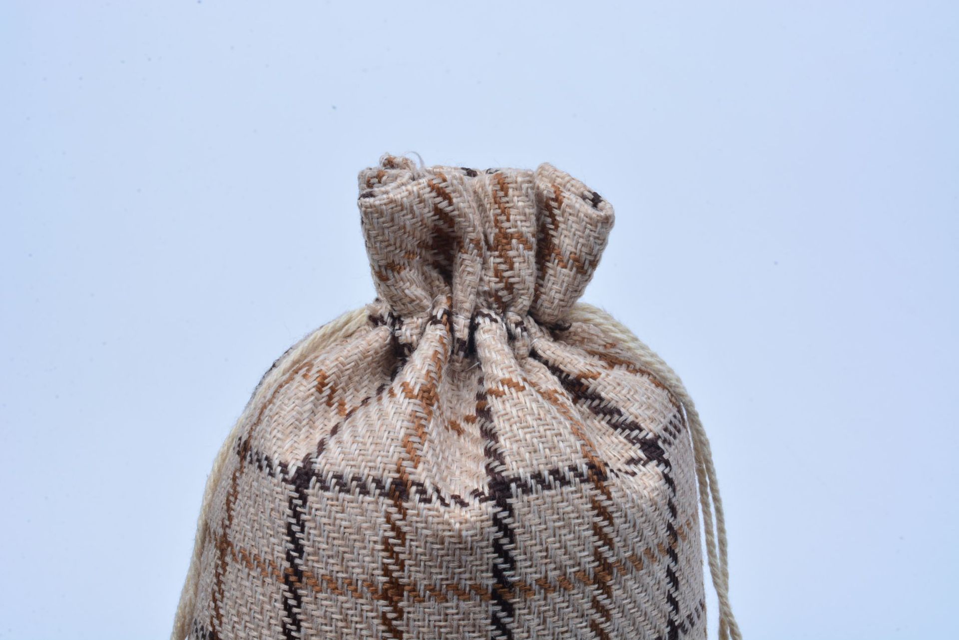 现货小清新条纹格子麻布束口袋车载香包中草药驱蚊包空袋子批发