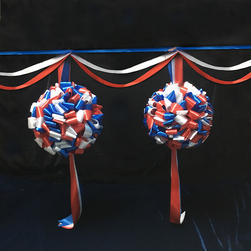 开业庆典剪彩花球剪彩用品红白蓝绸缎丝带花球红白蓝花球剪彩彩球