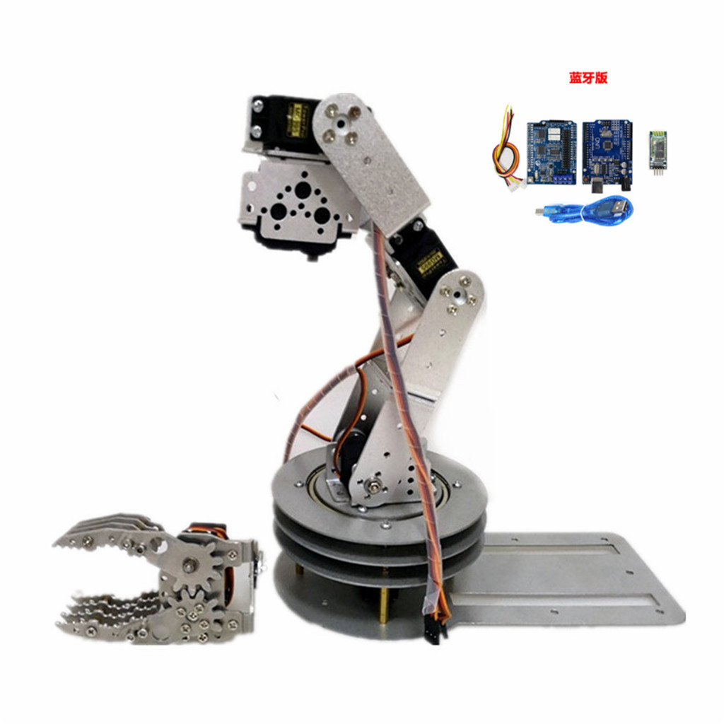 蓝牙控制6自由度机械臂机械爪金属底盘机械手高扭矩舵机机器人