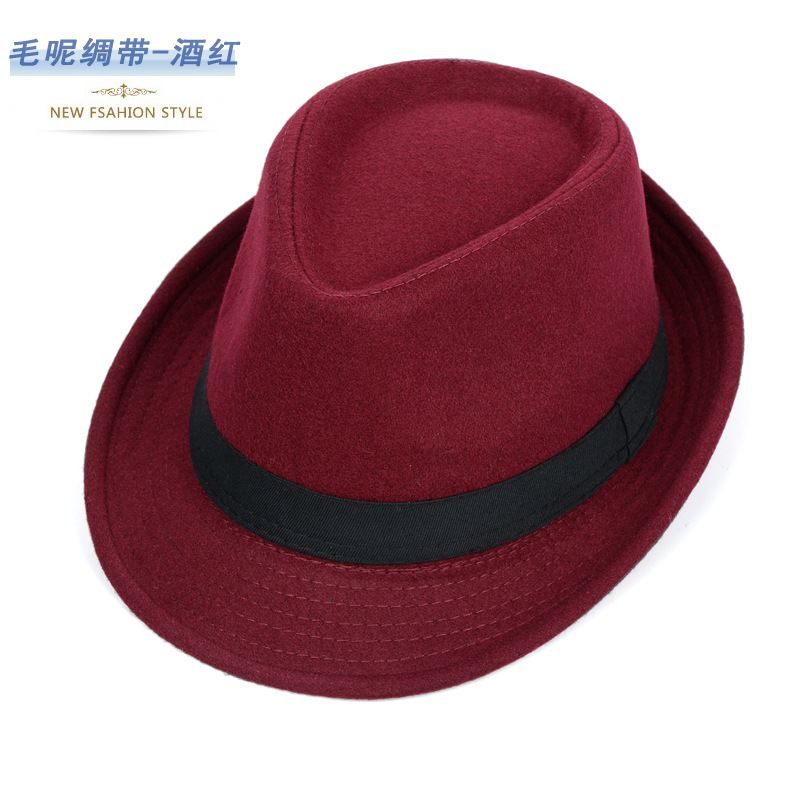 Gentlemen's Hat Autumn Winter Billycock Men's and Women's Stage Sun Hat British Woolen Hat Jazz Imitation Wool Felt Hats