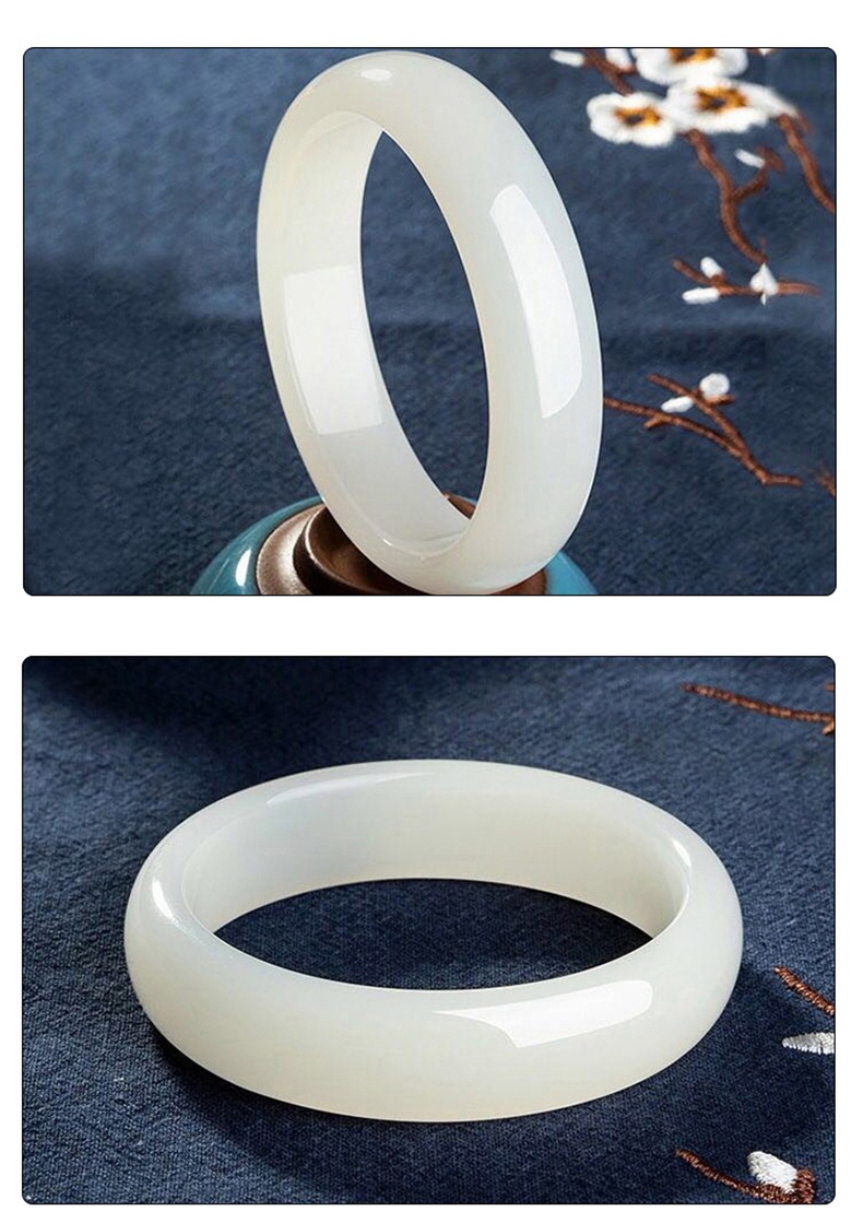 外蒙料白玉手镯 女款仿和田玉细料玉手镯送女友送妈妈附鉴定证书