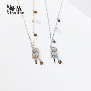 s925纯银珍珠鱼尾项链女韩版时尚白贝人鱼尾吊坠锁骨短链夏季新款