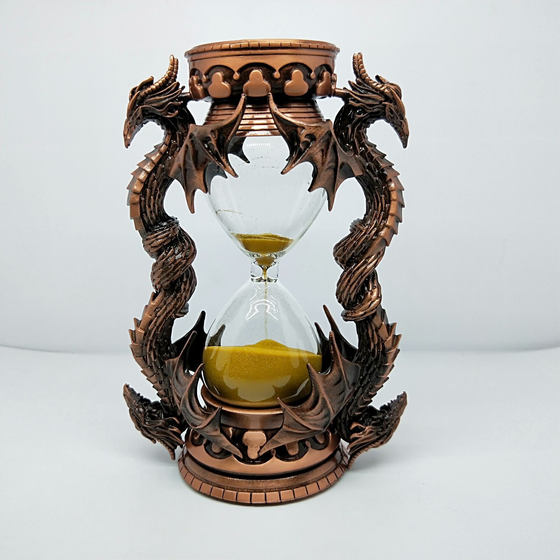 专业生产手游端游纪念金属摆件 魔域龙形沙漏 红古铜甩模计时器