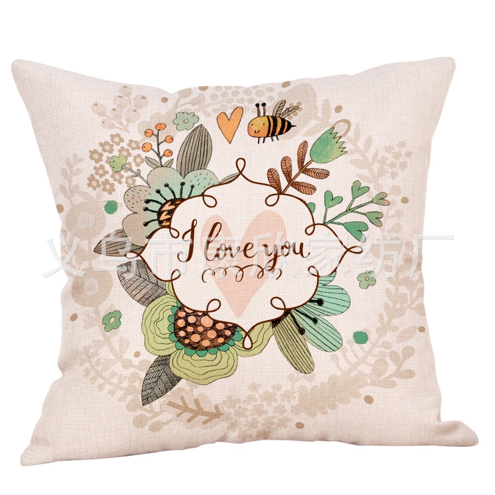 新款卡通手绘水彩画图案 沙发抱枕靠枕套 可定制批发一件代发