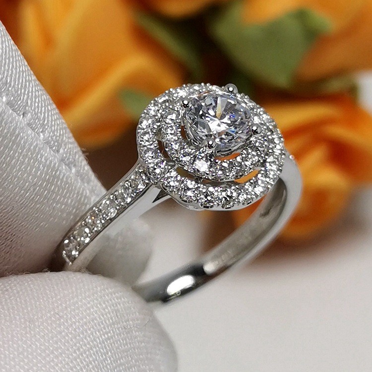 白18k金满天星戒托 定制30分50分1克拉gia裸钻结婚订婚钻石戒指